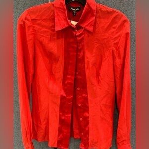 Bebe Vibrant Red Satin Top